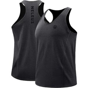 NELEUS Men's Running Tank Top Dry Fit Y-Back Athletic Workout Tank Tops (Gray, XL)
