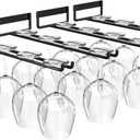11.8 Inch  Glass Rack,Set of 4 Stemware  Glass Hanging Rack, Metal Glass Holder Under Cabinet Organization and Storage for Kitchen Bar Decor