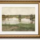 ARPEOTCY Vintage Gold Framed Wall Art Decor, Landscape Marsh Meadow Canvas Prints Aesthetics Artwork, Farmhouse Wall Art for Living Room Bedroom Bathroom, 13x16 inch (16L" x 13W", A Puddle in a Meadow)