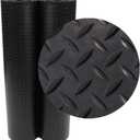 Rubber-Cal Diamond-Plate Rubber Flooring Roll - 3 mm x 4 ft x 2 ft Roll - Black
