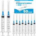 3ml/cc 23G 1 inch Industrial Scientific Accessories, Refilling Liquid for Lab Use Individually Wrapped. (Blue, 50p)