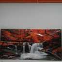 yearainn Autumn Forest Canvas Wall Art Waterfall Picture Stream River Landscape Red Tree Modern Canvas Artwork Contemporary Nature Picture Living Room Bedroom Home Office Wall Decor 29" x 58"