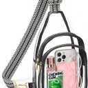 HULISEN Clear Sling Bag for Stadium Events, Clear Purse for Women, Stadium Approved Crossbody Handbag for Concerts Sports Fan (Black and White 1)