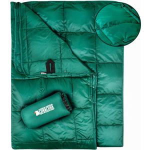 Covacure Camping Blanket - Outdoor Travel Blanket, Packable, Puffy Blanket, Lightweight & Warm Quilt for Camping, Hiking, Backpacking, Outdoors, Travel, Beach (Down Green)