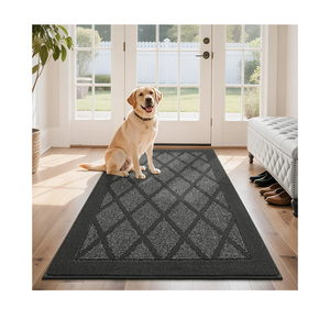 COSY HOMEER Non-Slip Door Mat 36"x60", Entryway Rugs Low Profile Absorbent Dirt Trapper Doormat for Front Entrance, Washable Polypropylene Entry Mat (Dark Grey)