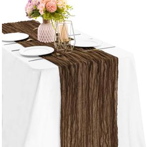 Brown 10FT Cheesecloth Table Runner Boho Gauze Fabric Table Runner Rustic Sheer Runner for Wedding Bridal Baby Shower Birthday Party Boho Table Decor1 Pack Brown