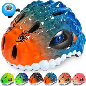 Toddler/Kids Bike Helmet for Boys Girls Adjustable Kids Helmet 3D Lightweight Ventilation and Multi-Sports Scooter Cycling Roller Balance Bike (X-Small: 17.3"-19.7"/44-50cm, Orange Blue)