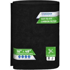 Cut to Fit Activated Carbon Filter Sheet 16 x 48 - Activated Carbon Air Filter for Air Purifiers Window AC Air Vent And More - Charcoal Filters Effectively Remove Odors & Freshens the Air (1-Pack)