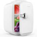 CROWNFUL Mini Fridge, 4 Liter/6 Can Portable Cooler and Warmer Personal Refrigerator for Skin Care, Cosmetics, Beverage, Food,Great for Bedroom, Office, Car, Dorm, ETL Listed (White)