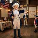 IKALI Kids George Washington Costume With Wig and Hat Accessories, Boys Children Hamilton American Colonial Day Outfit, 10-12 Years