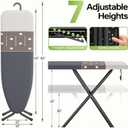 Foldable Ironing Board Standard Size, Iron Board Table Stand Foldable, Space-Saving Iron and Ironing Boards Set, Folding Ironing Boards Full Size with High Speed Zone and Hanging Hook 13x43 Warm Gray
