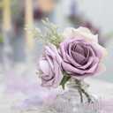 Ling's moment Artificial Flowers 50Pcs Dusty Violet Roses Decor w/Stems,3" DIY Foam Floral for Wedding Bouquet/Centerpieces, Outdoors Party Backdrop, Room/Table, and Garden/Pot Decorations - Pack of 2