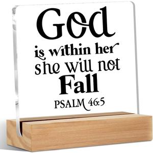 Christian Gifts for Women Acrylic Sign Decor Christian Home Office Table Decor Acrylic Plaque, Bible Verse Shelf Cubicle Desktop Art Decoration, Inspirational Religious Gifts for Women Friend Her