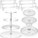 6 Pcs Acrylic Dessert Stands Set Include Display Risers Cupcake Tower and Clear Round Dessert Trays Cake Table Holder for Wedding Baby Shower Decoration(Novel Style)