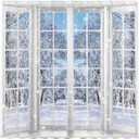 Allenjoy 72x72 inch Winter French Window Shower Curtain Beautiful Nature Snowy Scenery Bathroom Curtain Durable Waterproof Fabric Bathtub Sets Home Decor