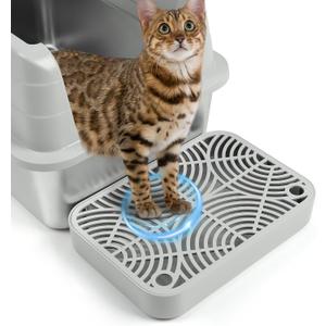 Cat Litter Box Ramp, Litter Box Step Mat with Filter Function Cat Stair for Litter Box, Easy to Clean, 11.8''x 8.2''x 2'' Cats Pedal Step Stool Ideal for Kitten & Elderly Cats (Light Grey)