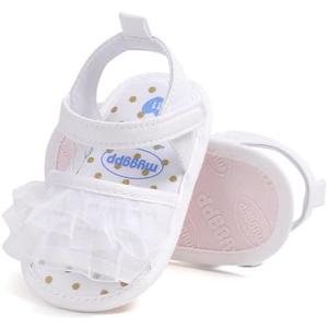 Baby Girls Sandals Soft Summer Baby Christening Baptism Mary Jane Flats Princess Wedding Dress Shoes for Infant, Newborn, Toddler 13