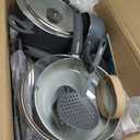 Mueller 16-Piece Nonstick Stone Cookware Set - PFOS/PFOA-Free, Stainless Steamer and Fry Pan, Vented Lids - Light Grey
