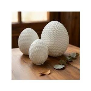 Easter Egg Ceramic Decor 3 Pack White