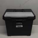 IRIS USA File Box with Lid File Organizer for Letter File w/ Organizer-Lid, Plastic Mobile Filing Organizer, Water Resistant Document Box, Portable File Box with Handle, Secure Buckle, Lockable, Black