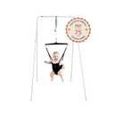 Jolly Jumper Classic (Black) with Stand - Original Baby Jumper, Indoor and Outdoor Exercise Saddle Seat, Adjustable Height, for Infants up to 28lbs