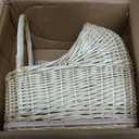 Wicker Baby Carriage Wicker Stroller for Baby Shower Vintage Woven Rattan Flower Basket Decorative Cart Storage with Handle for Floral Arrangement Wedding Photo Props(Cream,20 in)