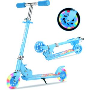 TENBOOM Scooter Toys for Kids Ages 6-12/3-5, Christmas Birthday Gifts for Girls Boys, Easy Folding Kids Scooter with 3 Levels Adjustable Handlebar (Sky Blue)
