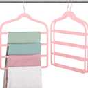 Velvet Pants Clothes Hanger Space Saving Non Slip Pants Shorts Hanger, Myfolrena Jeans Slack Trousers Hangers Multiple Velvet Hanger Closet Storage and Organization for Jeans,Scarf,Tie(Pink, 3)