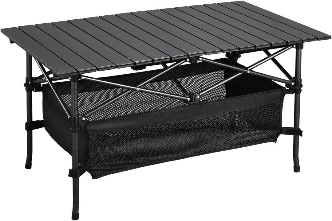 Lightweight Aluminum Folding Camping Table (37.13 x 21.57 x 19.69), Portable Roll-Up Design for Outdoor, Camping, Beach, BBQ, Patio, and Picnic, Durable & Waterproof with Carrying Bag (Medium)