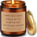 Farewell Gifts for Coworkers, Funny Candles - Juniper Lavender Soy Candle in Amber Glass Jar, Get Well Gifts for Women, 50 Hours Burn Time (Smells-01)