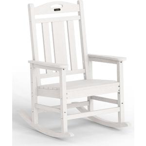 Ciokea Oversized Outdoor Rocking Chair, 380lbs Heavy-Duty Large Patio Rocker, Weather Resistant & Anti-Fade Porch Chair, High Back Cozy Rocking Chair for Outside, Fire Pit, Deck, Garden, White