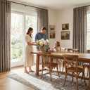 NICETOWN 230 GSM Rich Linen Blend Taupe Curtains 90 inches Long, Rod Pocket & Back Tab Privacy with Light Filtering Semi Sheer Window Treatments for Bedroom/Living Room, W52 x L90, 2 Panels