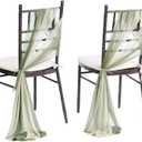 Ling's moment Wedding Chair Sashes Cover Aisle Decorations Draping Fabric Wrinkle-Free with Tie 16 Pcs Sage & Milky Green for Party Ceremony Reception Floral Arrangement Banquet Outdoor Decor,Grn-sage Green & Milky Green