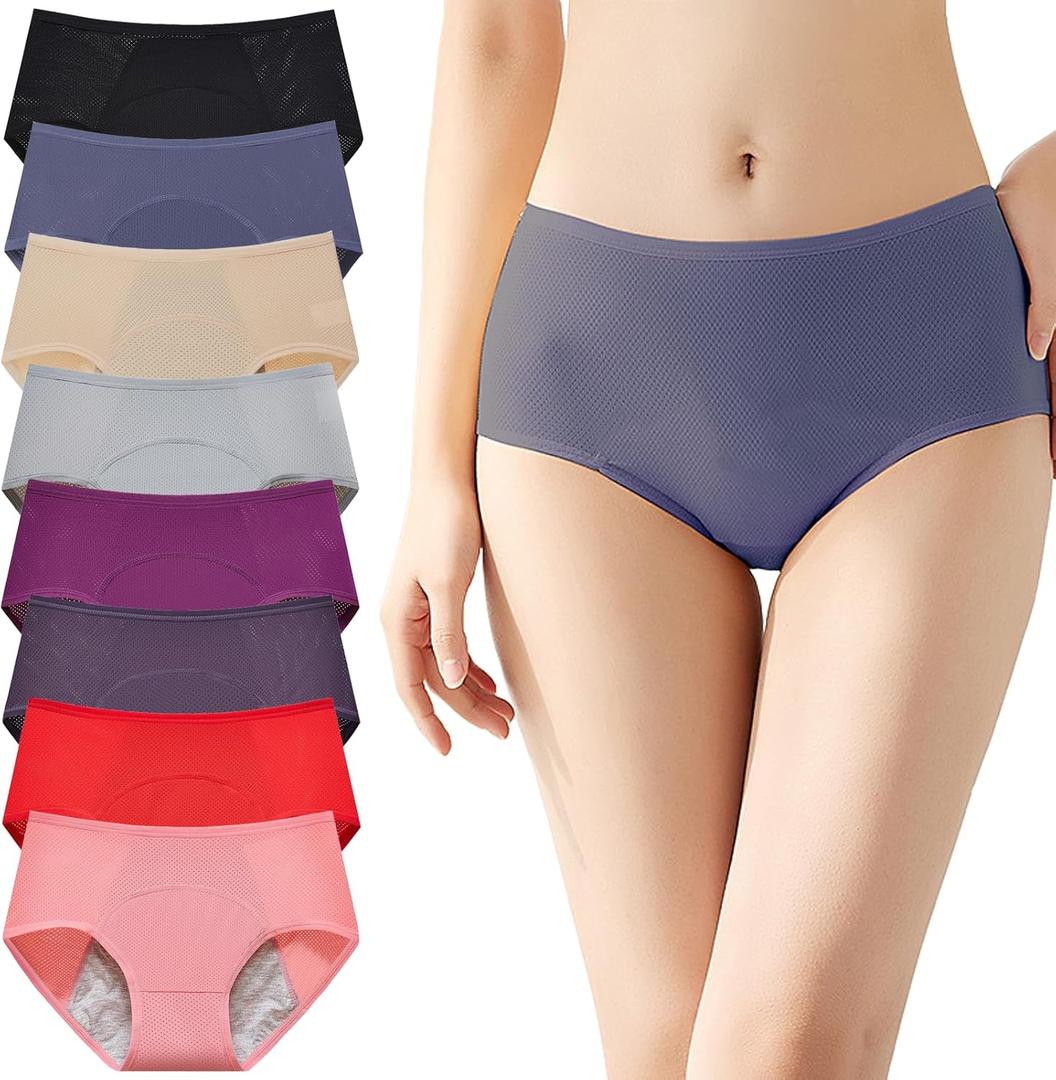 Incontinence Underwear for Women, Plus Size Panties for Women Over 60, Incontinence Protective Briefs, 8Pcs,Multi Colored,XXL