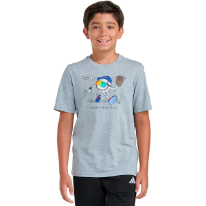 adidas Boys Short Sleeve Sport Graphic Tee Shirt (Medium, Medium Grey Heather)