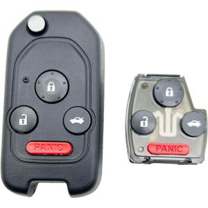 Modified Folding Flip Replacement Key Fob Cover fit for Honda 2003-2012 Accord 2005-2010 Civic 2005 2006 CR-V Pilot Ridgeline Odyssey CR-Z Fit Key Fob Shell (3+1 Buttons )