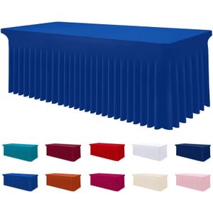 Smiry Spandex Tablecloth, Elastic Fitted Stretch Tablecloth for 4FT Rectangle Tables, Waterproof Washable Table Cover Skirt for Outdoor, Wedding, Banquet & Parties (Blue, 48Lx30Wx30H Inch)