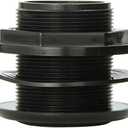Lifegard Aquatics Standard Threaded Bulkhead Kit for Fish Aquariums – High-Impact Resistant PVC – Includes Bulkhead Fitting, Gasket, Lock Nut – Jet Black – 1-1/2 Inch