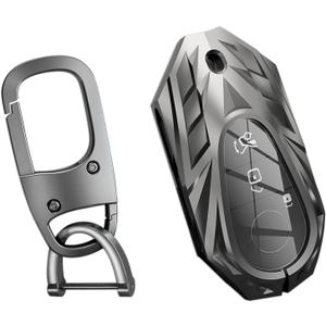 For Mercedes Benz Key Fob Cover,Keychain,Zinc Alloy Protection Car Key Case for 2020-2023 S-Class C-Class E-Class G-Class Smart Remote Keyless Keyshell Accessories(For Benz Style C Grey)