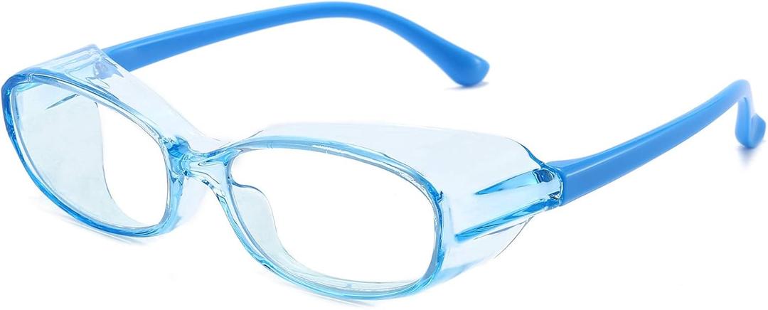 Dollger Safety Glasses Goggles Anti Fog Eye Protection Blue Light Blocking lens Side Shield Anti Pollen Soft TR90 for Boys Girls(Blue)