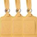 Teskyer Luggage Tags, 3 Pack Premium PU Leather Luggage Tags for Suitcases, Privacy Protection Travel Bag Tags, Lichee Yellow