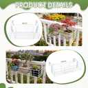 Youyole Railing Hanging Planter Holders, Adjustable Balcony Flower Pot Rack Stand, Expands 14"-27" Iron Hanger Hooks Fit Almost Any Balcony, Fence or Deck Railing up to 6" Wide (White)