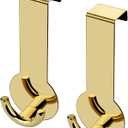 Door Hooks Bathroom Removable Towel Hooks 2 Pcs of Stainless Steel Coat Hooks Kitchen, Bedroom and Office Utility Door Hooks (Golden)