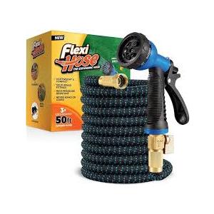 Flexi Hose Expandable Garden Hose with 8 Function Nozzle, 50FT  Lightweight Retractable Garden Hose, Water Hose  NoKink Flexibility, 3/4 Inch Solid Brass Fittings and Double Latex Core