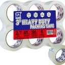 PERFECTAPE 3" Heavy Duty Packing Tape 6 Rolls, Total 390Y, Clear, 2.7 mil, 3 inch x 65 Yards, Ultra Strong, Refill for Packaging and Shipping(3" Width, not 2" Width)