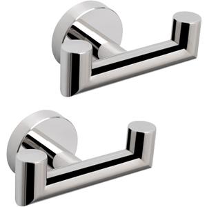 NearMoon Bathroom Double Towel Hook- SUS304 Stainless Steel Robe Towel Holder, Heavy Duty Double Coat Hook for Bathroom Livingroom Kitchen Wall Mounted, 2 Pack (Chrome Finish)