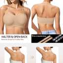 LetsJoli Push Up Strapless Bras for Women Supportive Bandeau Bra Non Slip Wireless No Underwire Padded Tube Bra (Beige, XL)