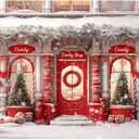 Christmas Backdrop 12x8ft Fabric Winter Wonderland Candy Shop Backdrop Kids Christmas Candy Party Birthday Decor Xmas Backdrops for Photography Winter Xmas Birthday Baby Shower Background