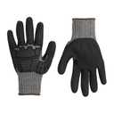 Amazon Basics Impact Protection Work Gloves - Cut Level A2, ANSI Level 4 Abrasion, Touchscreen Compatible, 15G Sandy Nitrile Palm, X-Large, 100 Pack, Black with Brown Edge