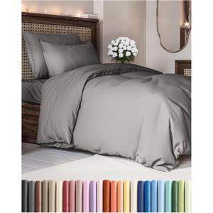 Duvet Cover Twin/Twin XL Size Set - Extra Soft Twin/Twin XL Duvet Cover 68" x 90" with 1 Pillow Sham - Hotel Luxury, Easy Care, Fade Free with Zipper Closures & Ties - Comfy & Breathable (Dark Grey) (08 - Dark Grey (No Comforter))